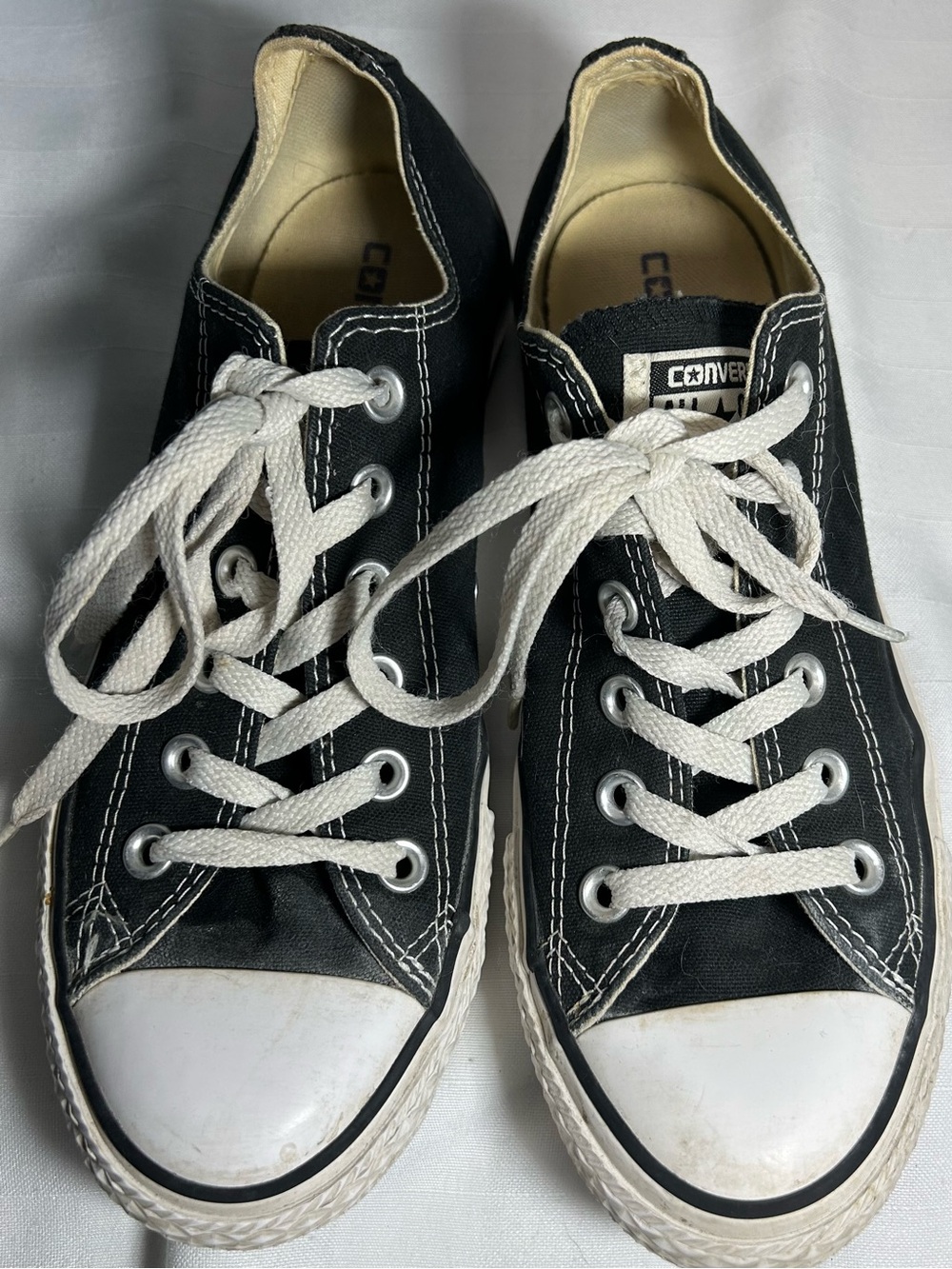 Converse Black Canvas Low Top Sneakers with White Accents